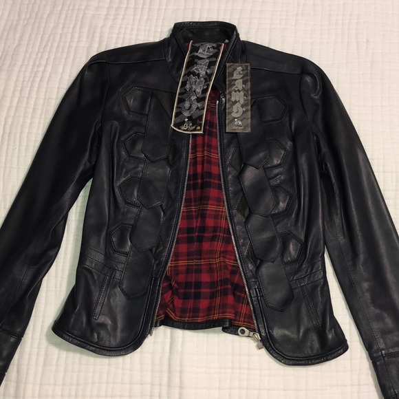 L.A.M.B. Jackets & Blazers - L.A.M.B. Leather Military/ Moto Jacket dark Navy
